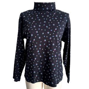 Vintage LL Bean Turtleneck Shirt Long Sleeve Floral 90s Women’s Size Large USA
